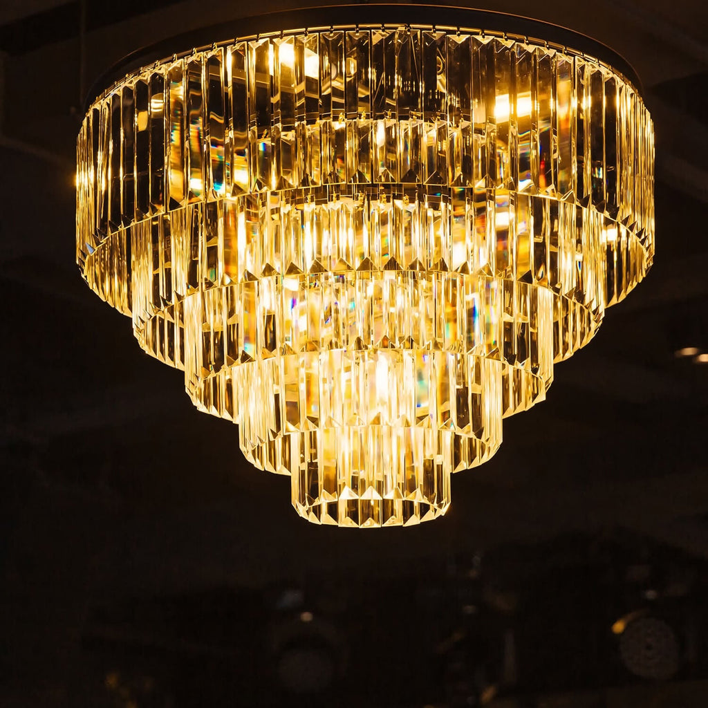 Lustre Rond Cristal Salle à Manger Noir