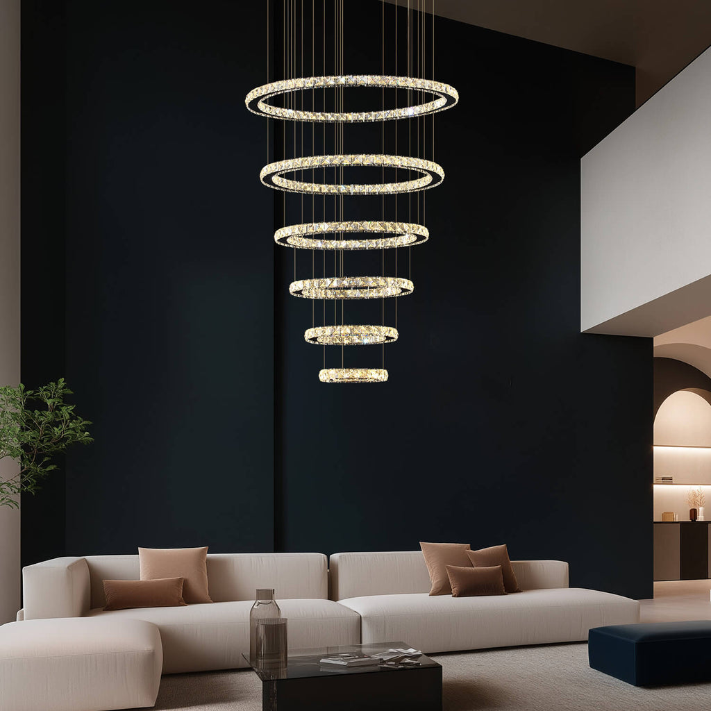 Lustre Anneau Cristal Noir