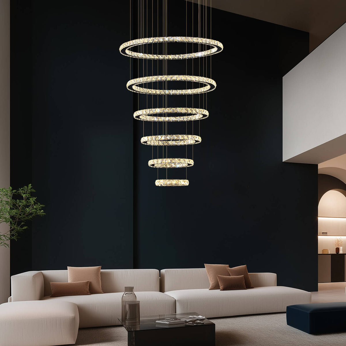 Lustre Anneau Cristal Noir