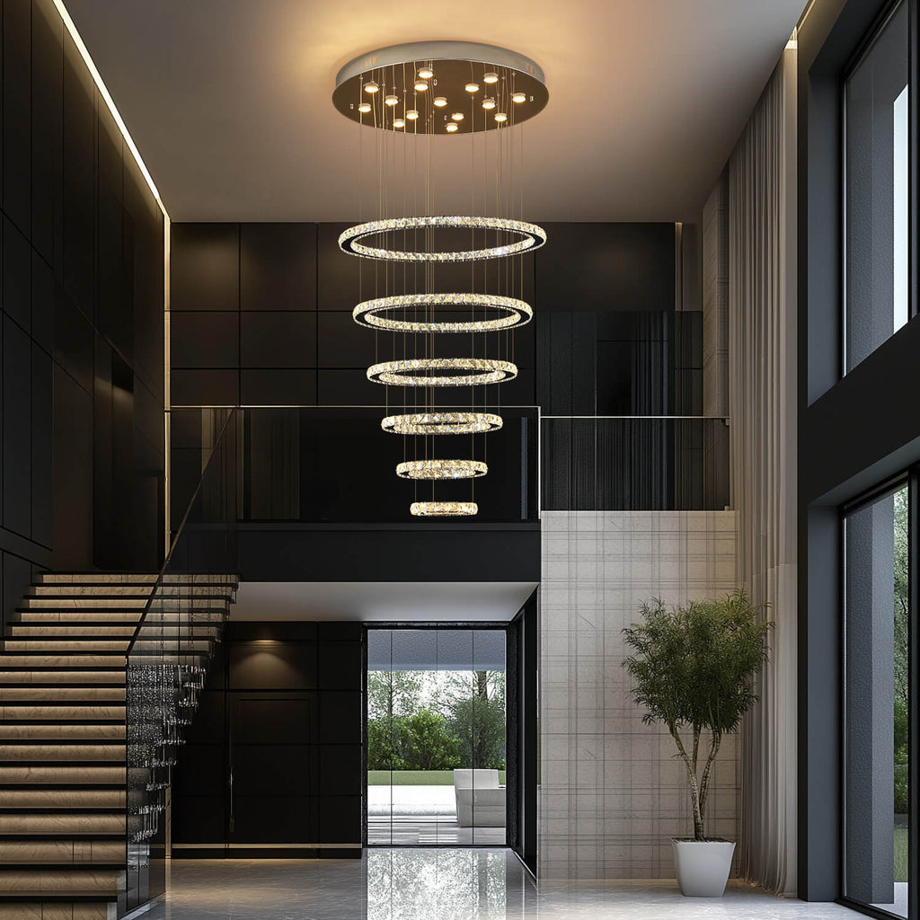Lustre Anneau Cristal Noir