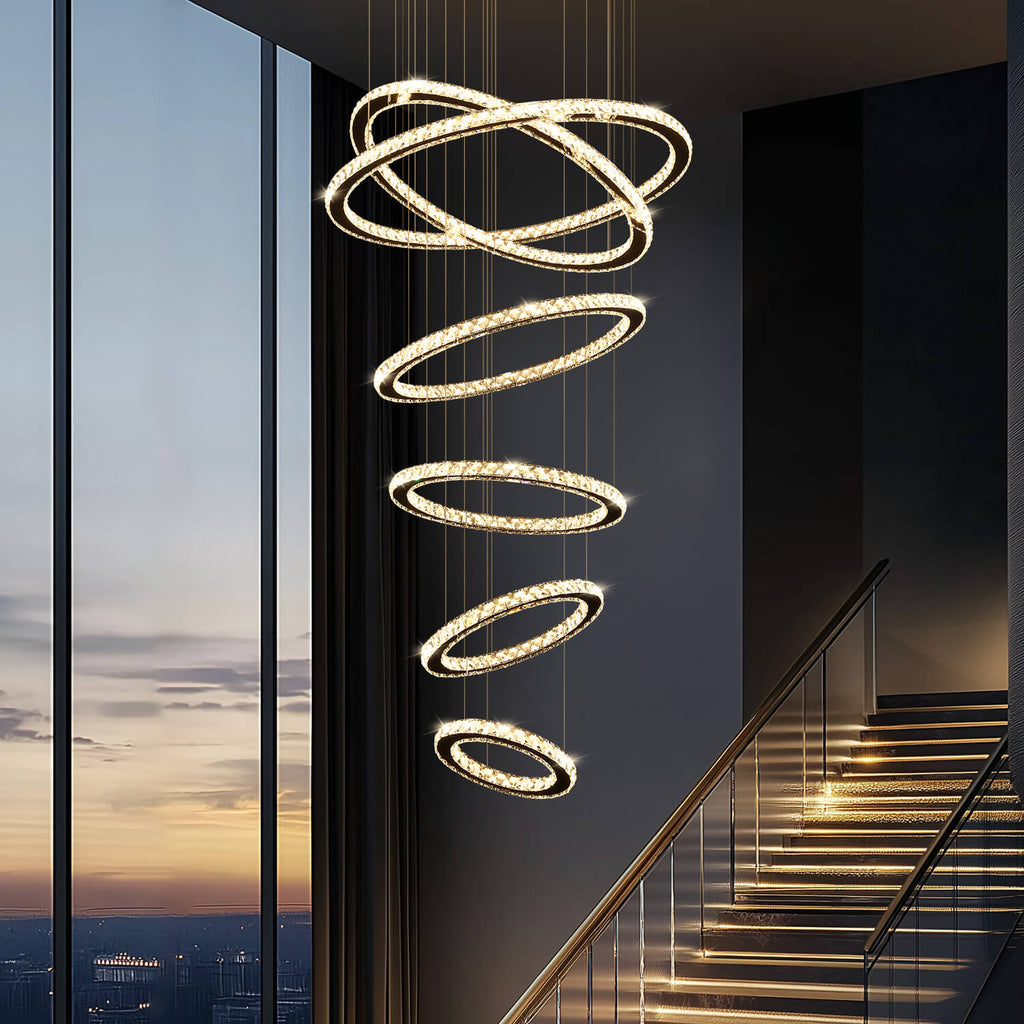 Lustre Anneau Cristal Noir
