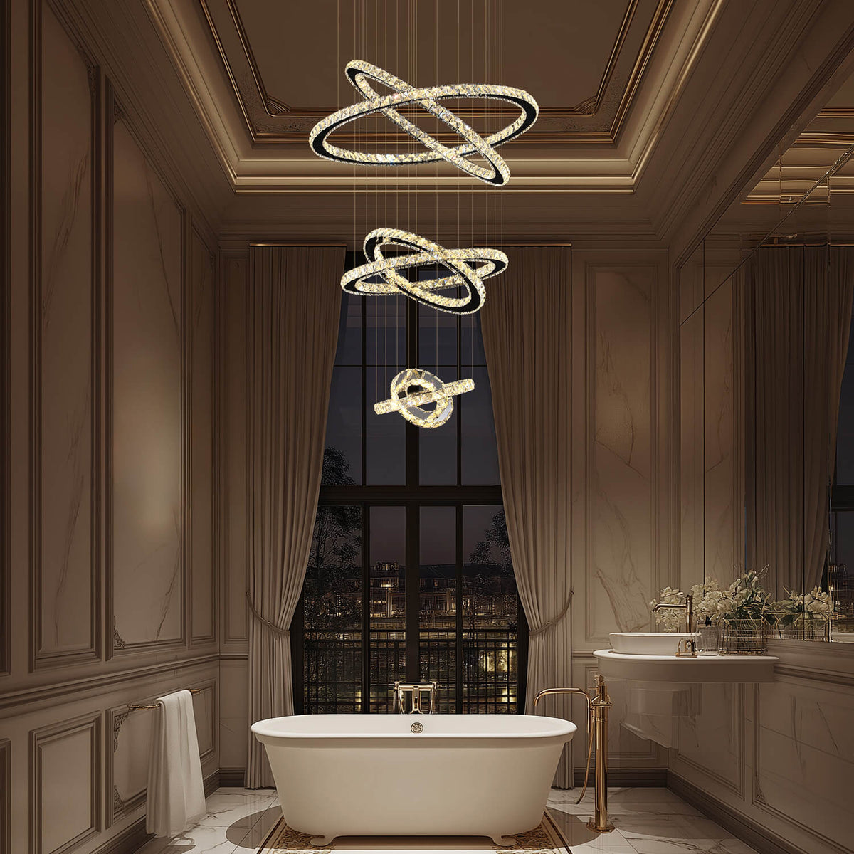 Lustre Anneau Cristal Noir