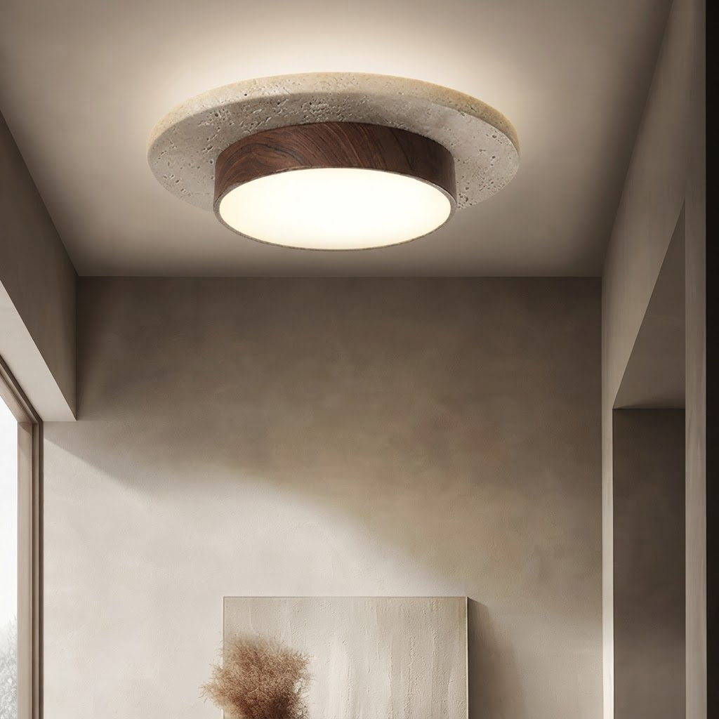 Plafonnier Rond en Bois Style Nordique
