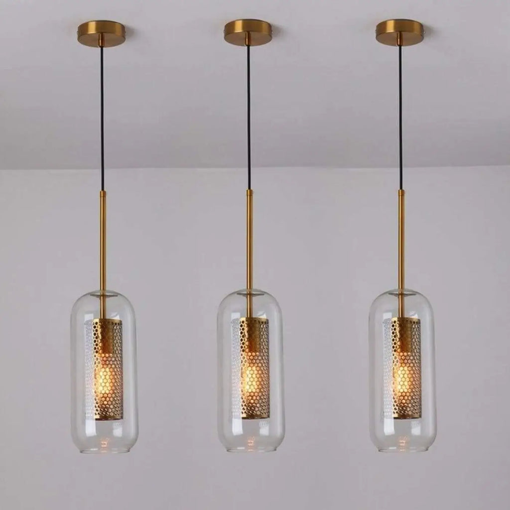Lampe Suspendue Industrielle en Verre et Métal