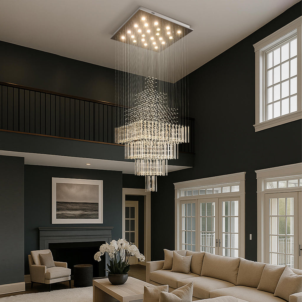 Lustre Carré Cristal Salon