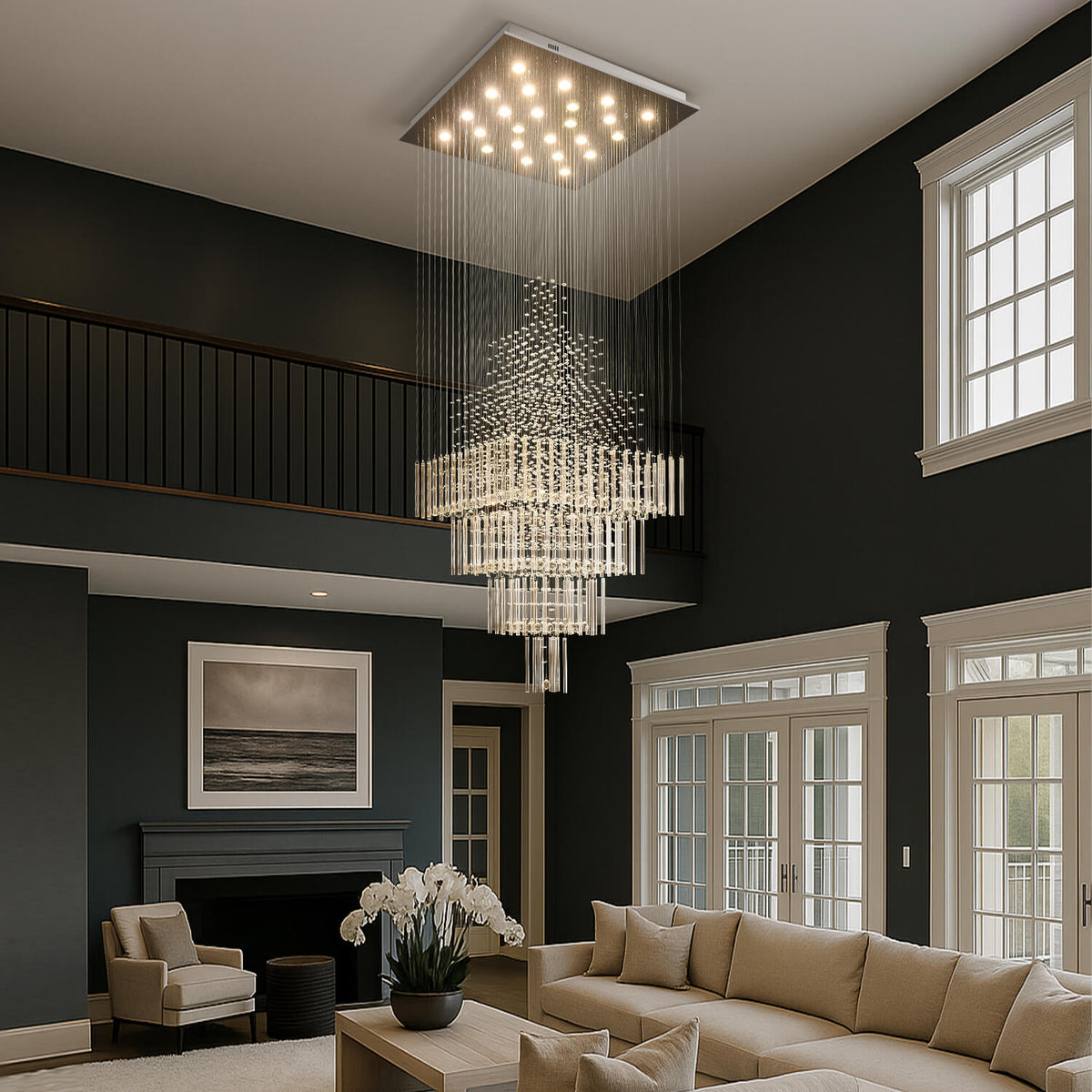 Lustre Carré Cristal Salon