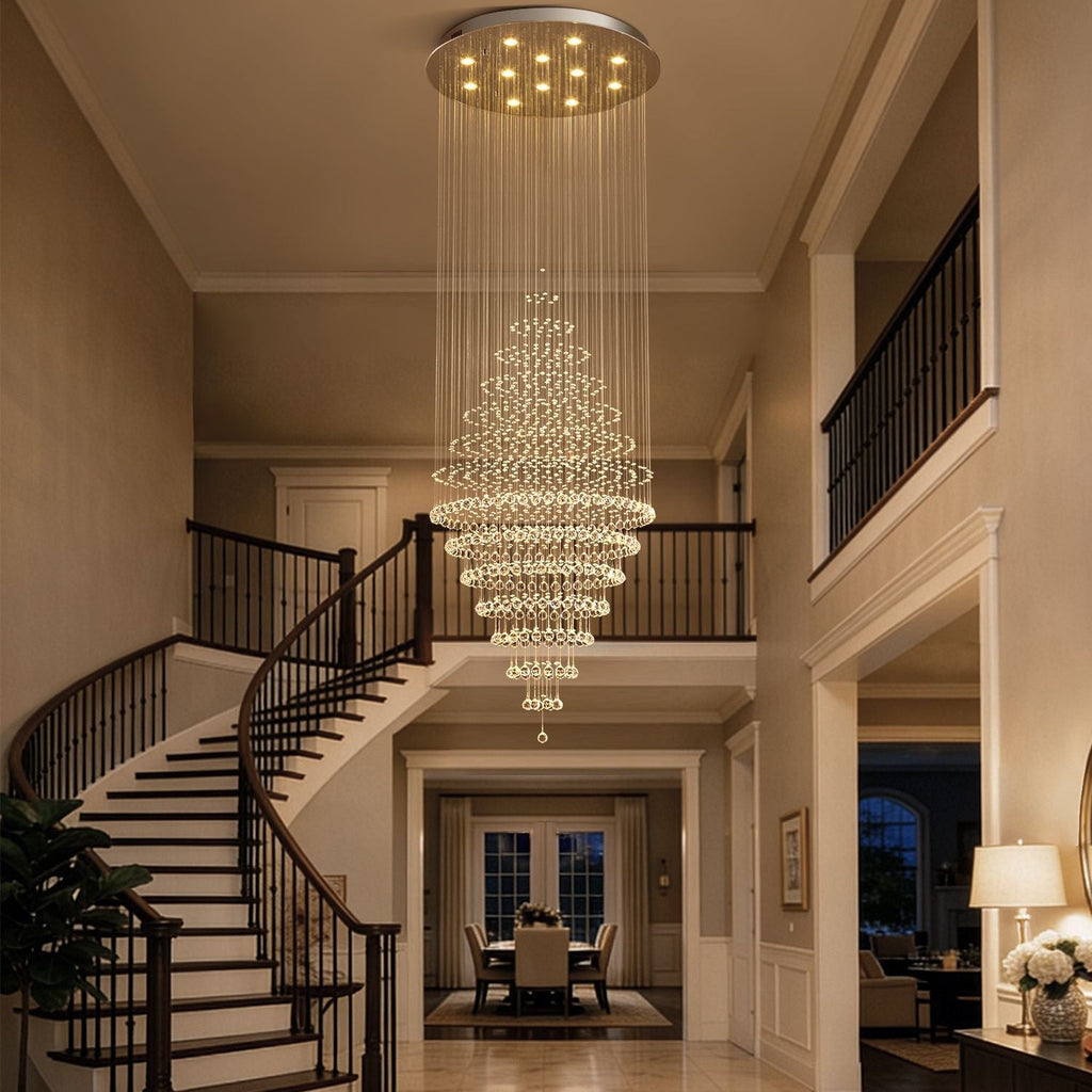 Lustre Spirale Cristal Salon Argenté