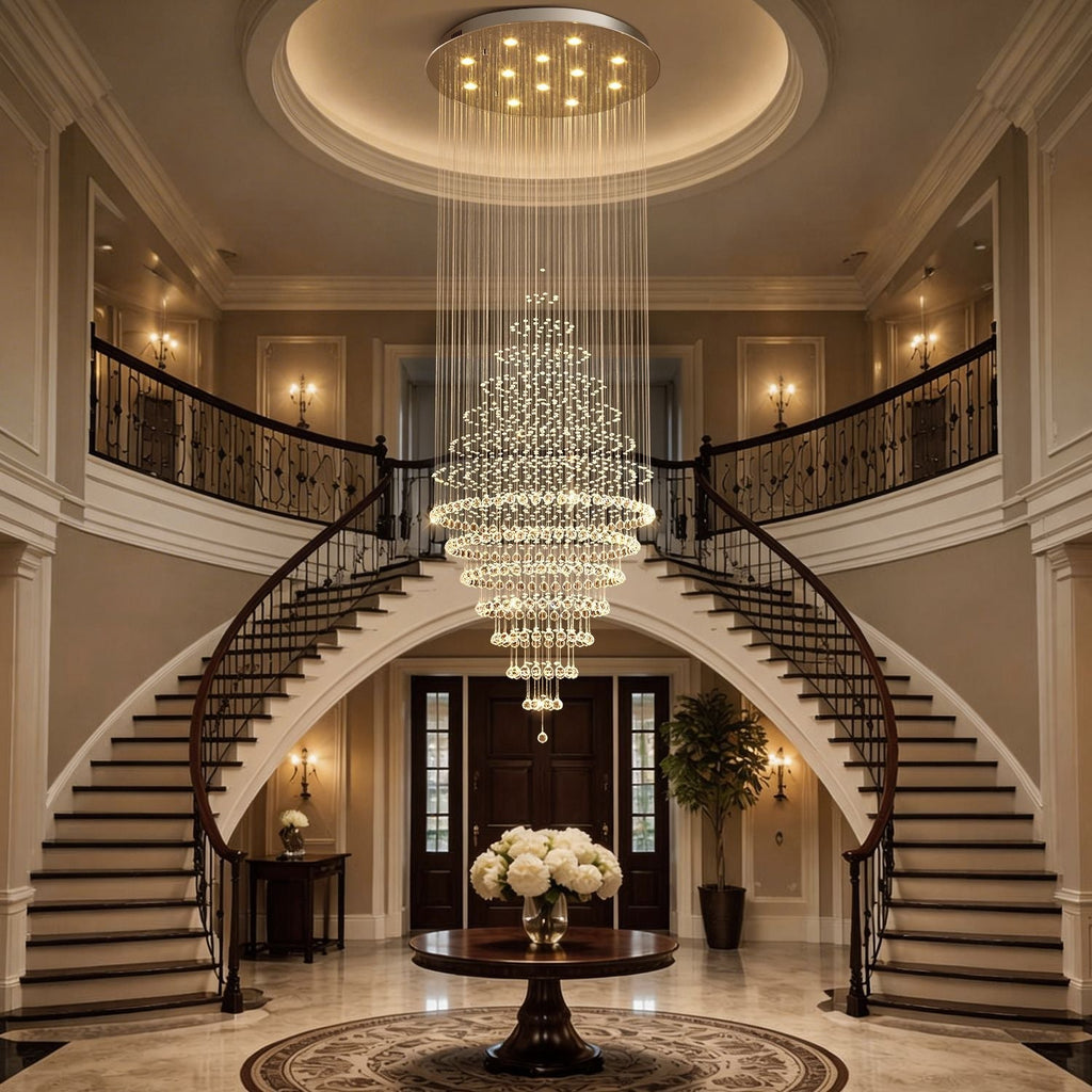 Lustre Spirale Cristal Salon Argenté