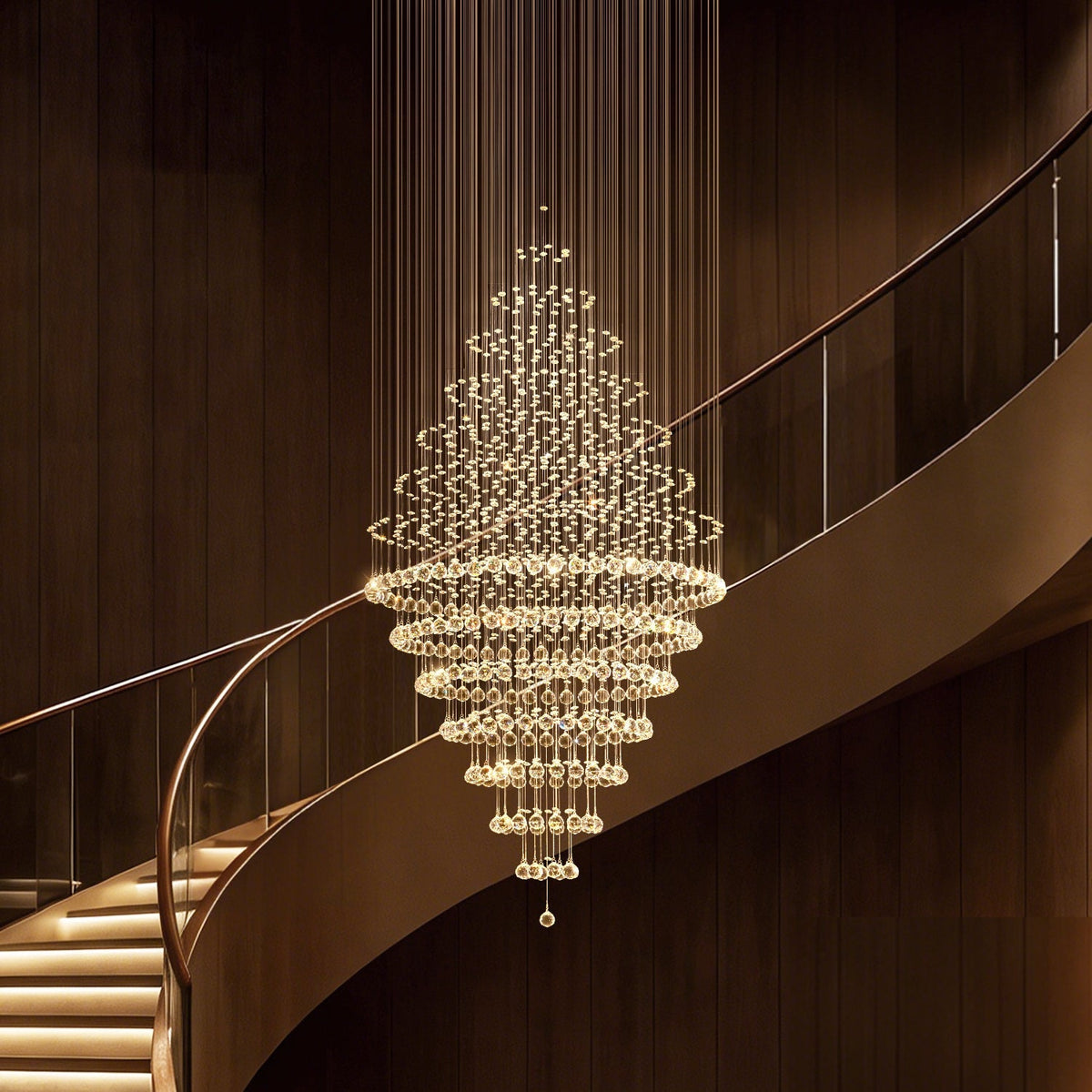 Lustre Spirale Cristal Salon Argenté