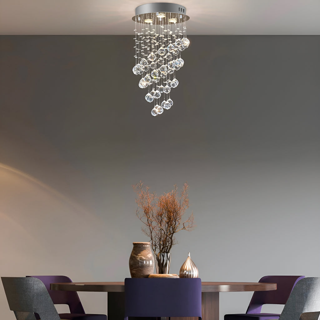 Lustre Spirale Cristal Argenté Salle à Manger