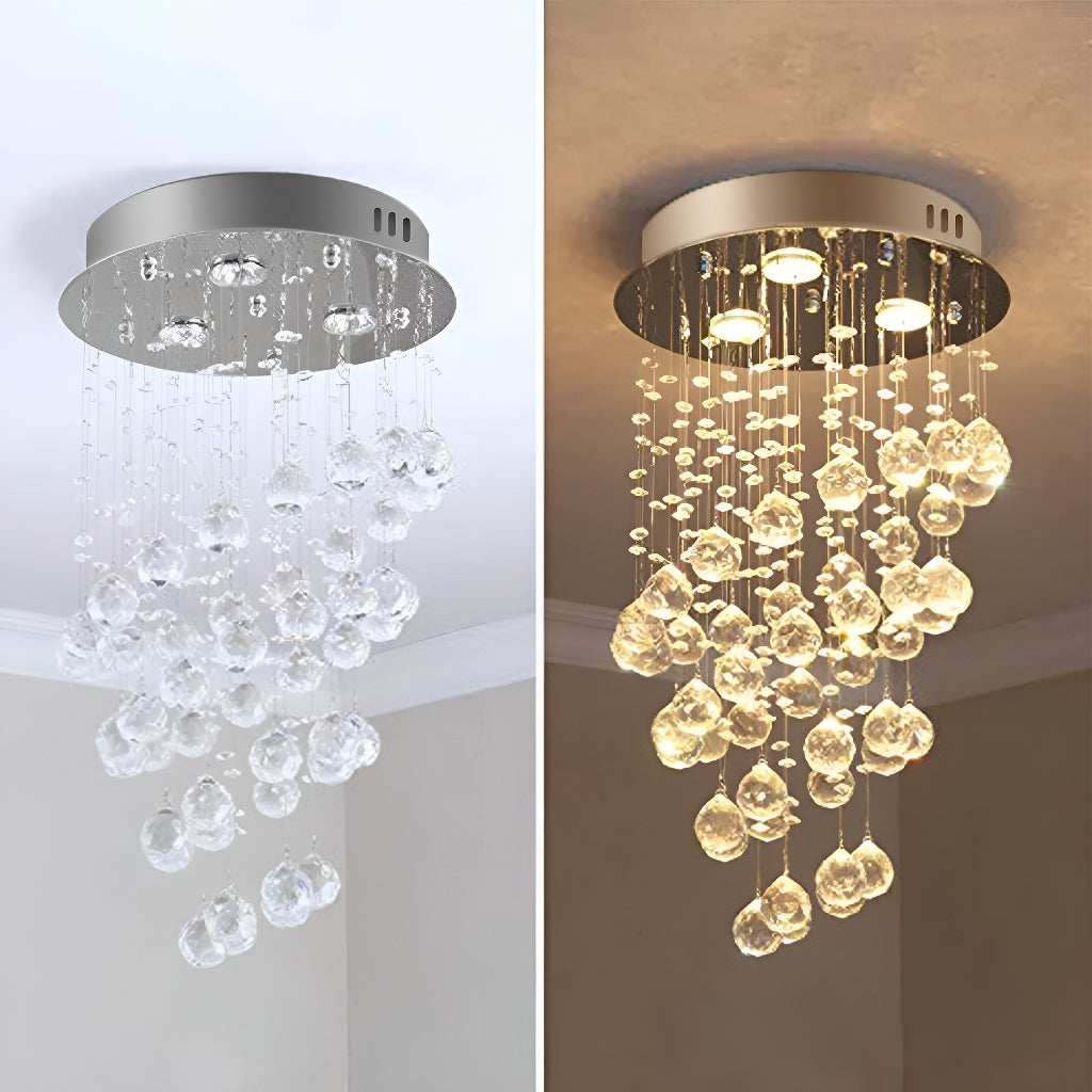 Lustre Spirale Cristal Argenté Salle à Manger