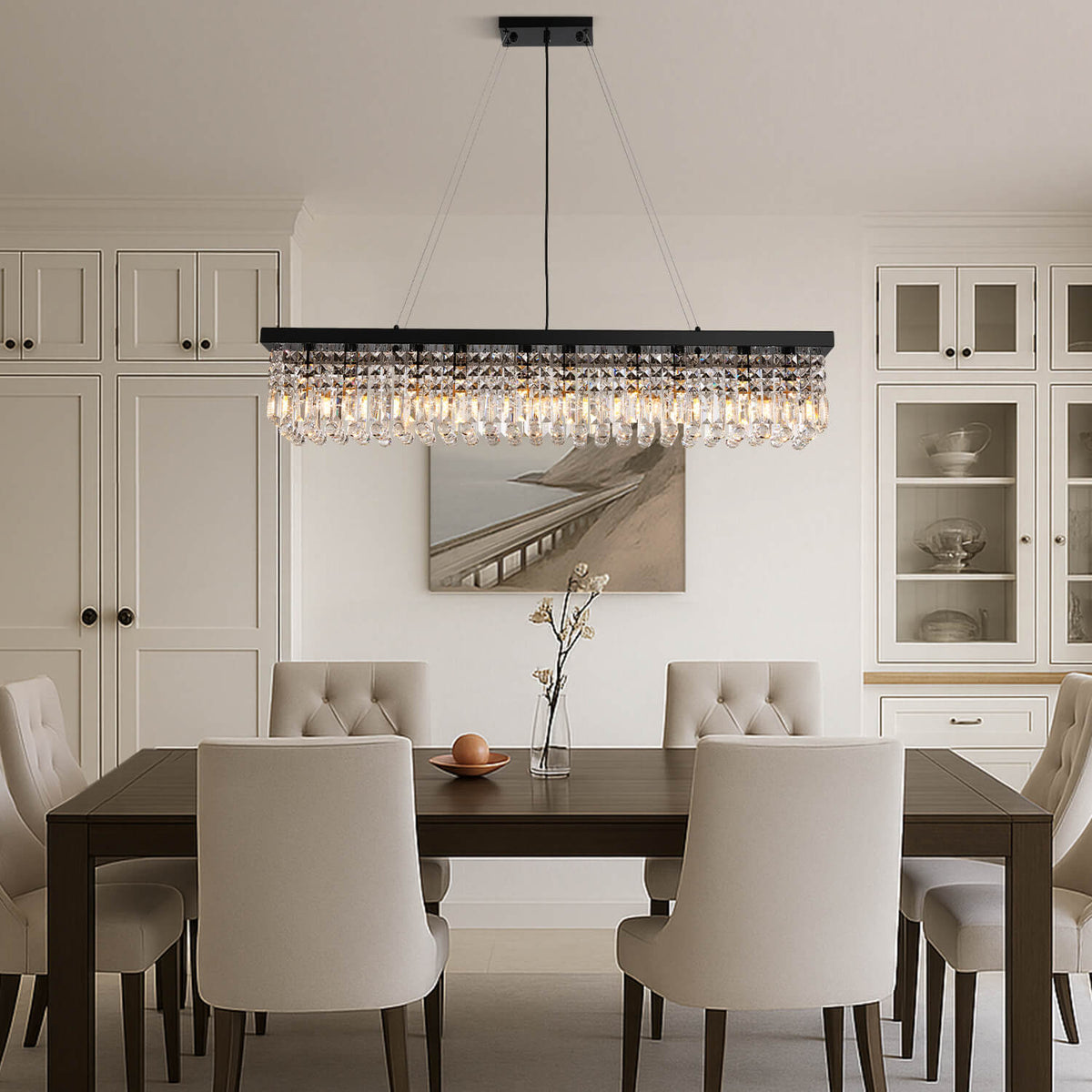 Lustre Rectangulaire Cristal Salle à Manger