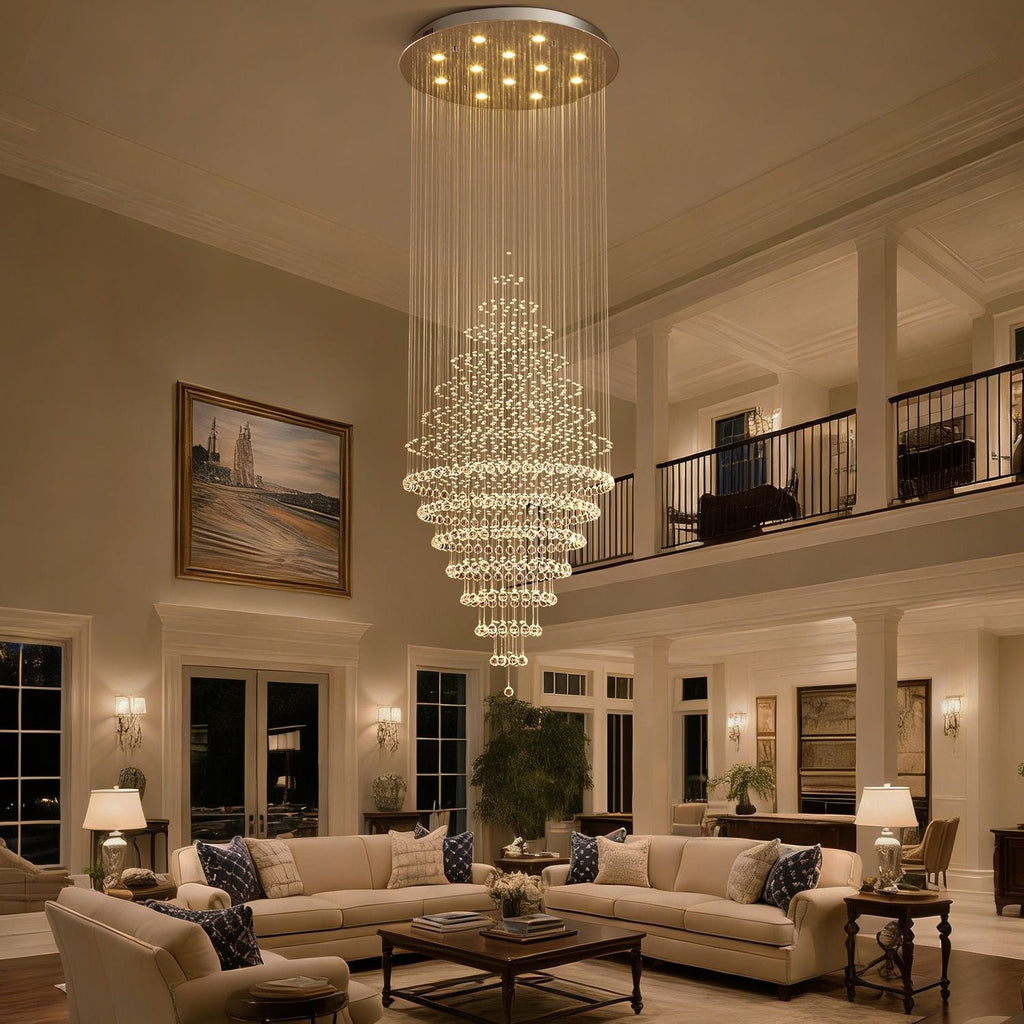 Lustre Spirale Cristal Salon Argenté
