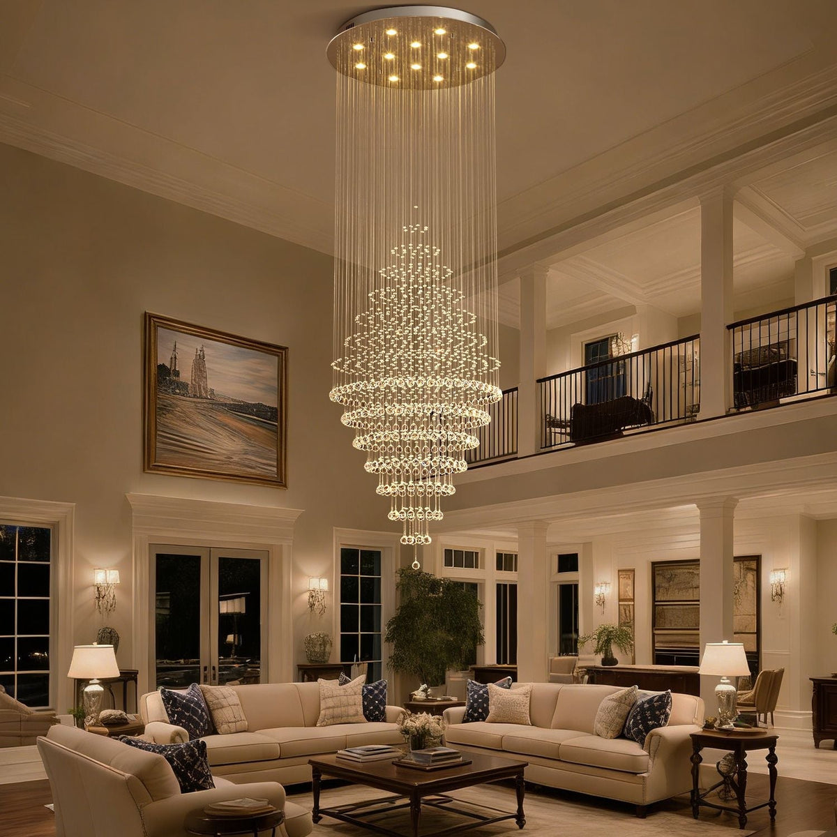 Lustre Spirale Cristal Salon Argenté