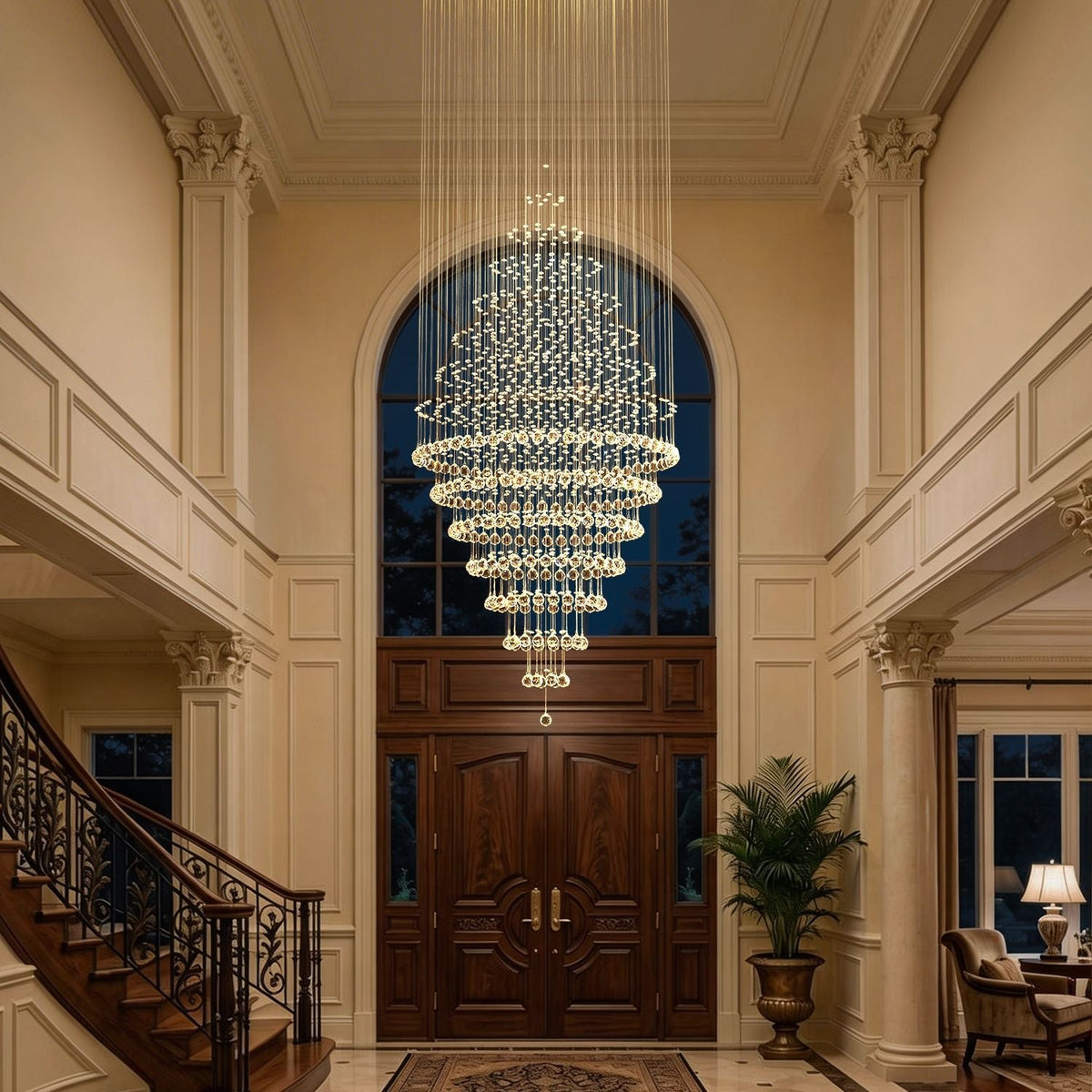 Lustre Spirale Cristal Salon Argenté