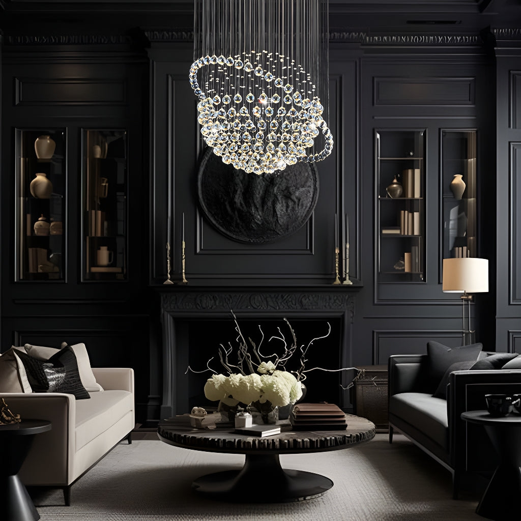 Lustre Sphère Cristal Argenté Salon