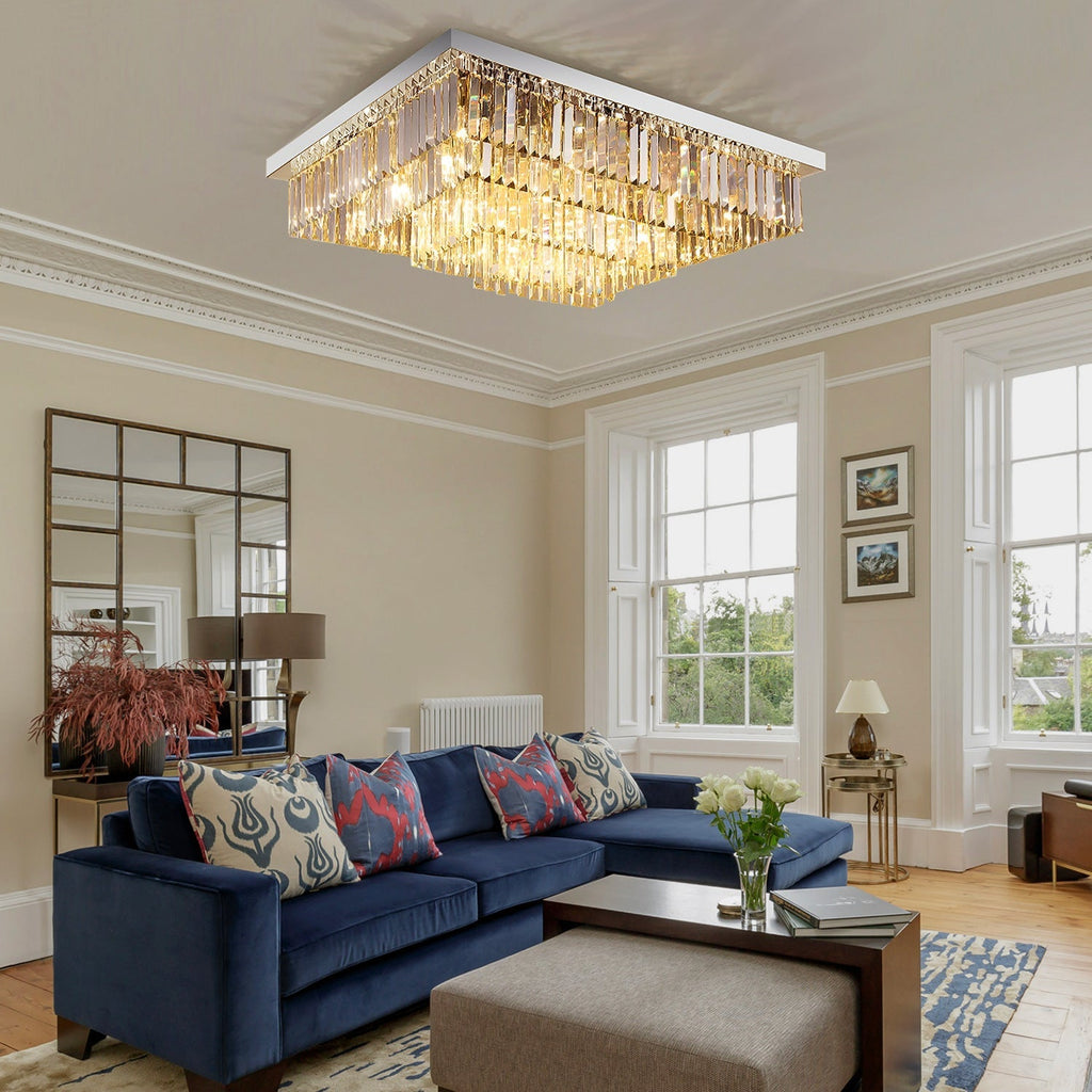 Lustre Rectangulaire Cristal Salle à Manger 15 Lumières