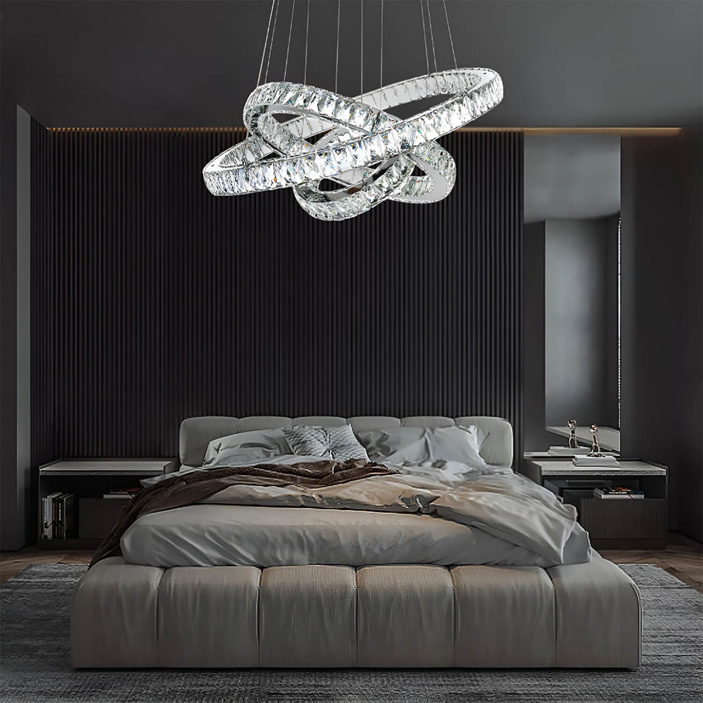 Lustre Anneau Cristal Argenté