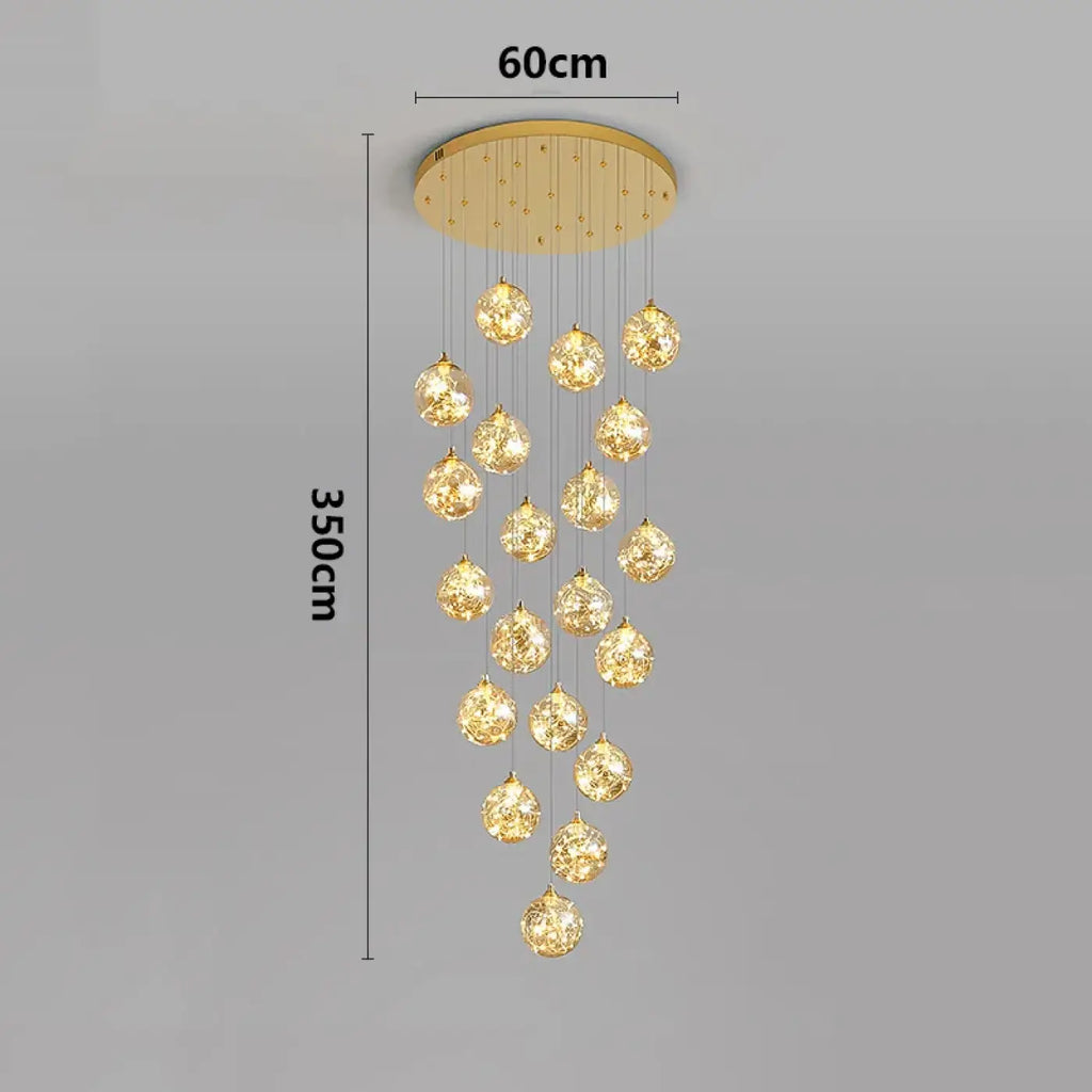 Suspension Cascade LED Dorée pour Escalier