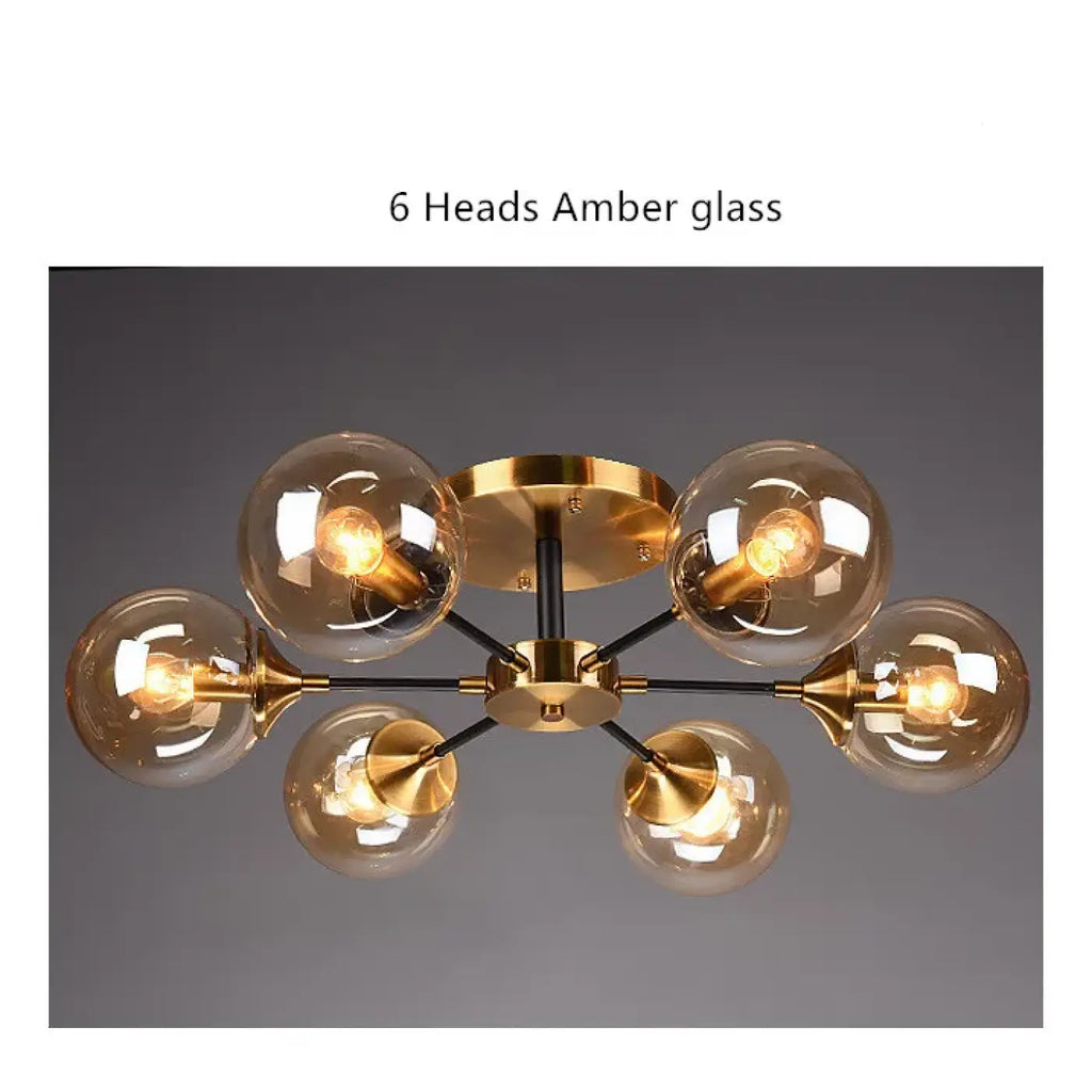 Plafonnier en Verre Ambré Style Vintage
