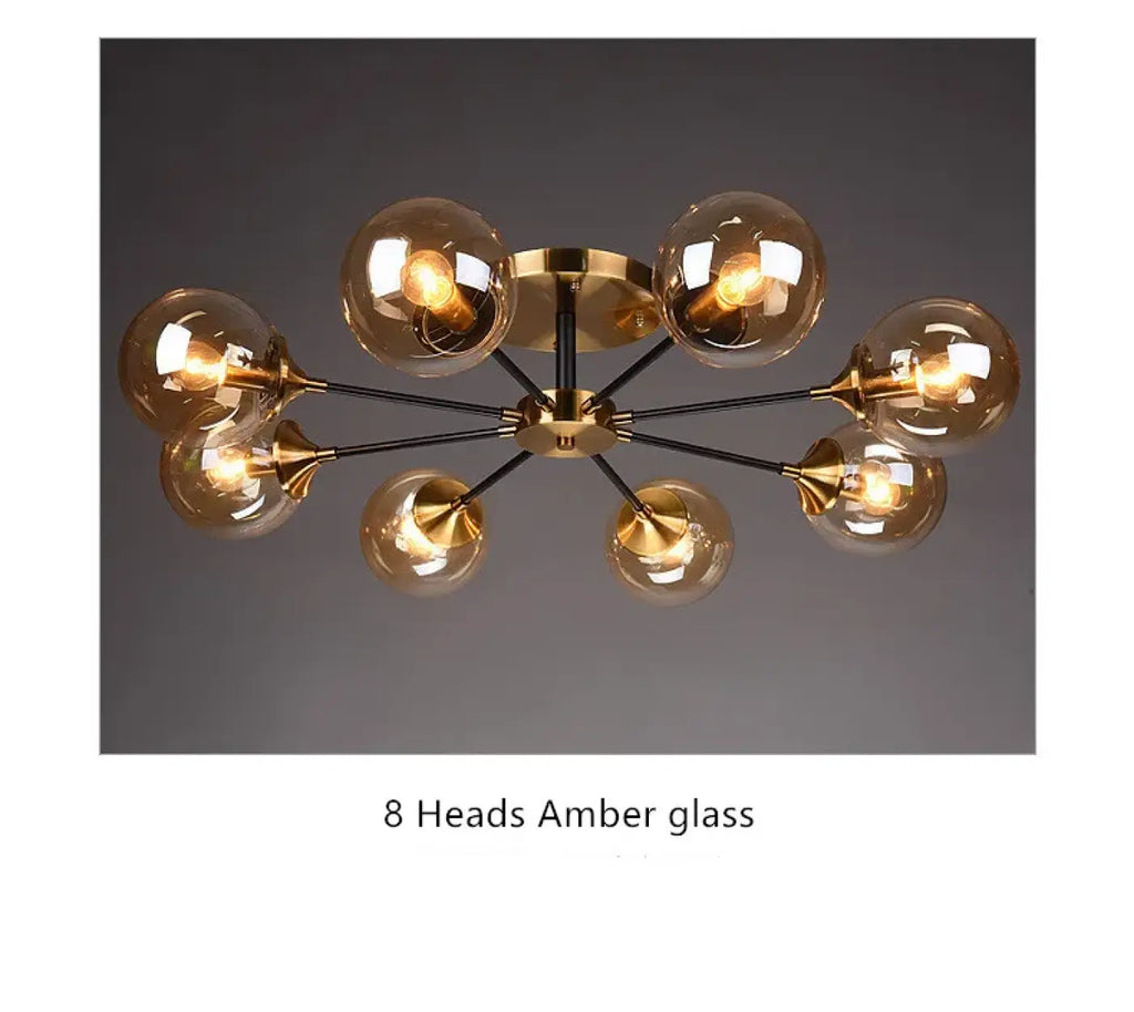 Plafonnier en Verre Ambré Style Vintage