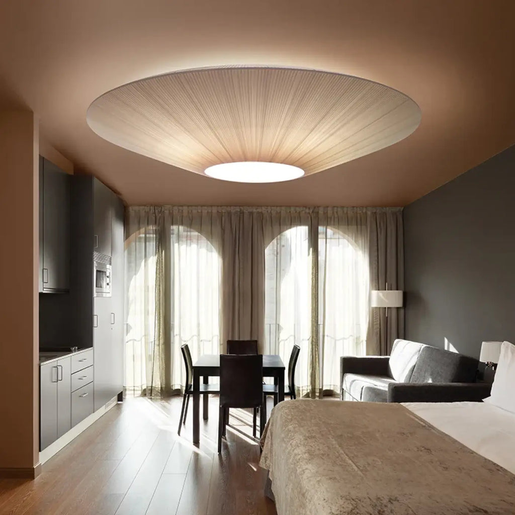 Plafonnier Rond Effet Tissu Lumineux