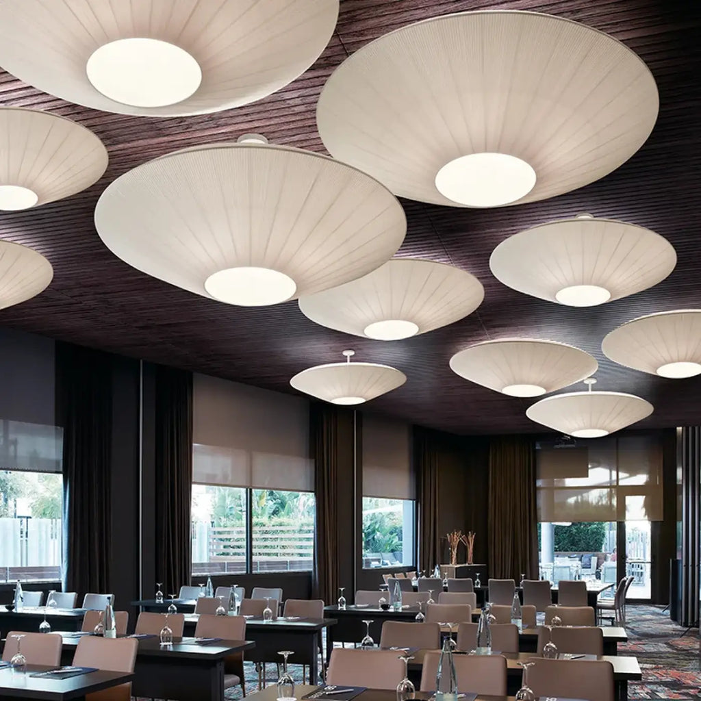 Plafonnier Rond Effet Tissu Lumineux