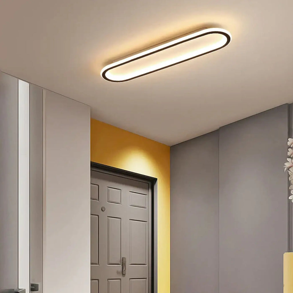 Plafonnier LED Ovale Minimaliste Noir