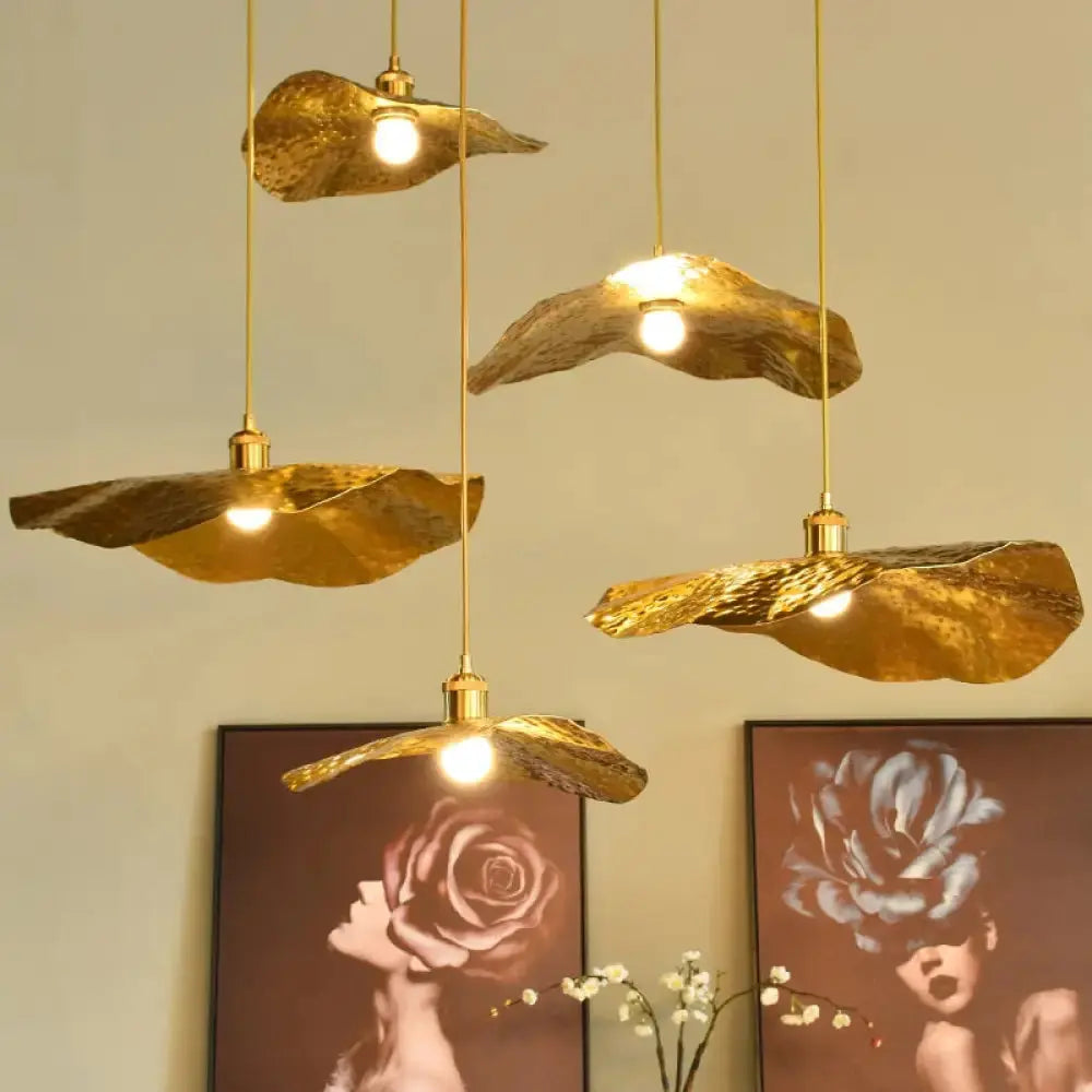 Lampe Suspendue Feuille de Lotus Cuivrée