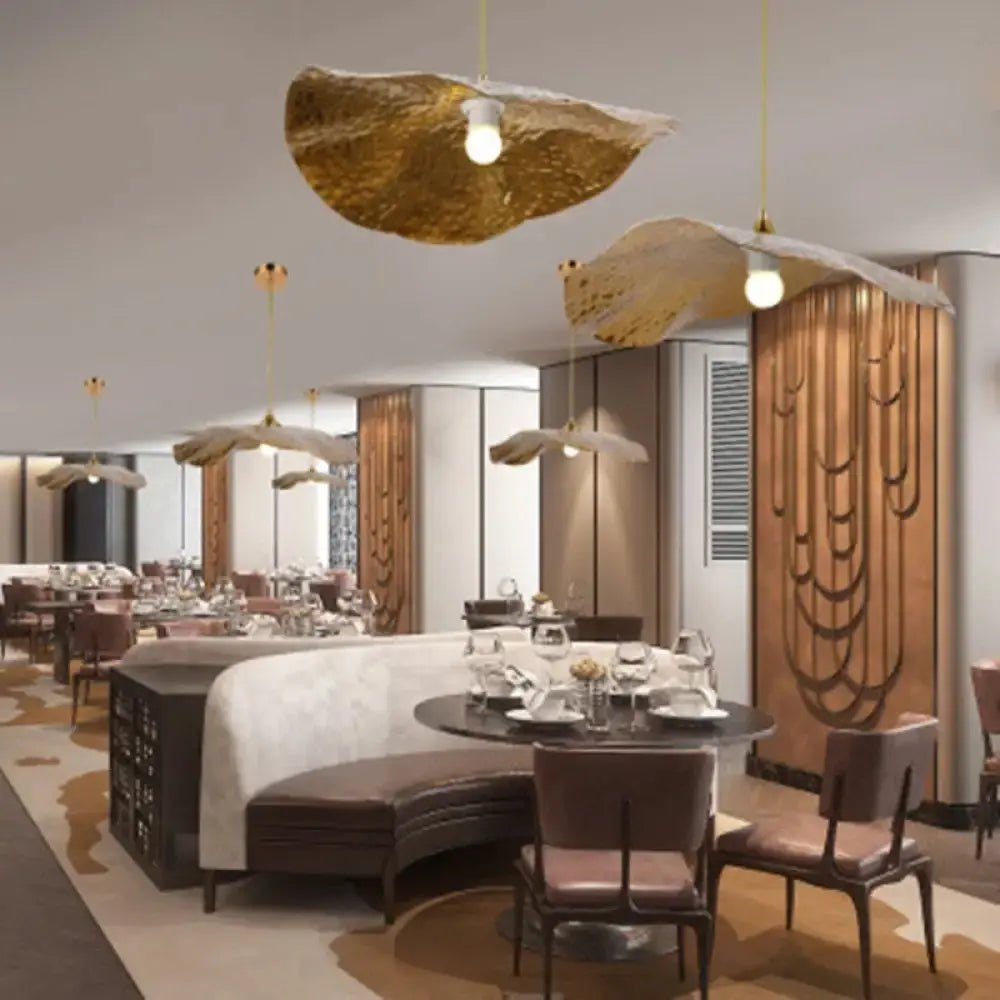 Lampe Suspendue Feuille de Lotus Cuivrée