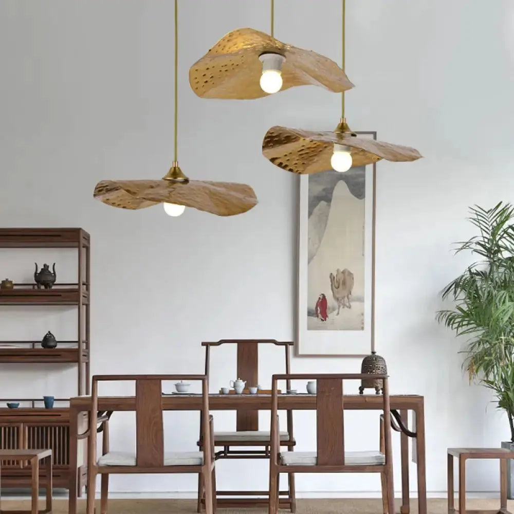 Lampe Suspendue Feuille de Lotus Cuivrée
