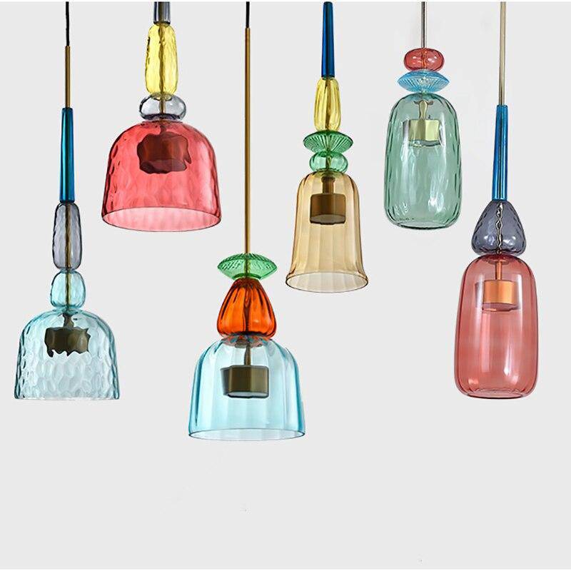Suspension LED en Verre Coloré Design Moderne