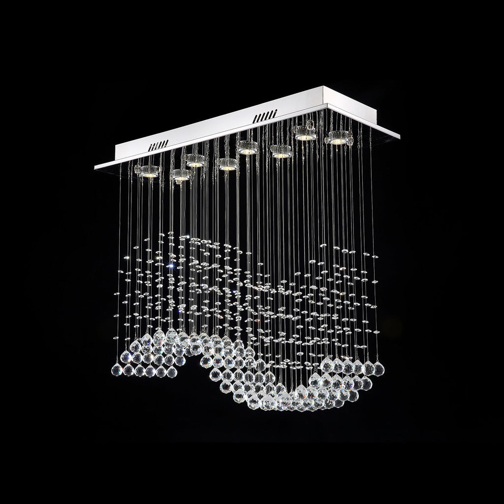 Lustre Rectangulaire Cristal Argenté Vague