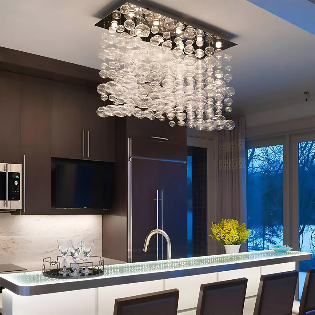 Lustre Rectangulaire Cristal Salle à Manger 8 Lumières