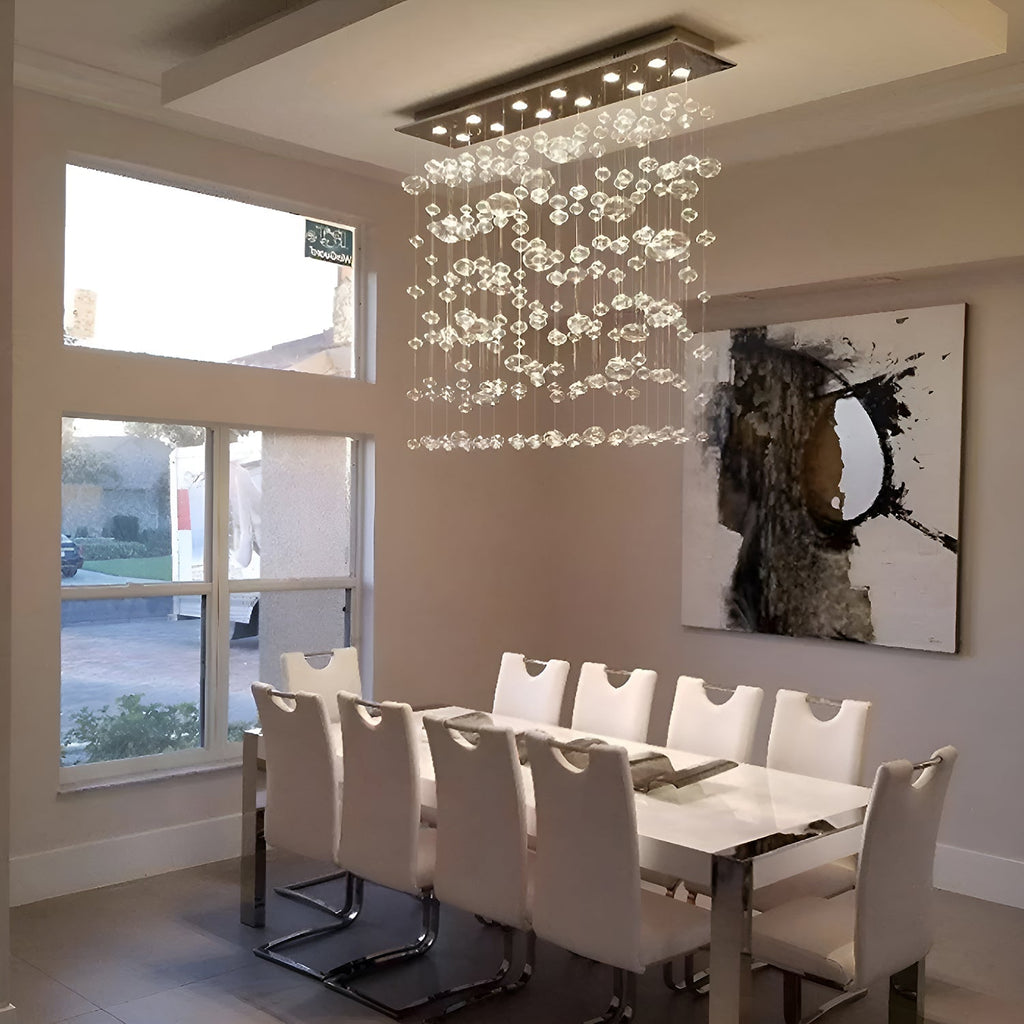 Lustre Rectangulaire Cristal Salle à Manger 8 Lumières