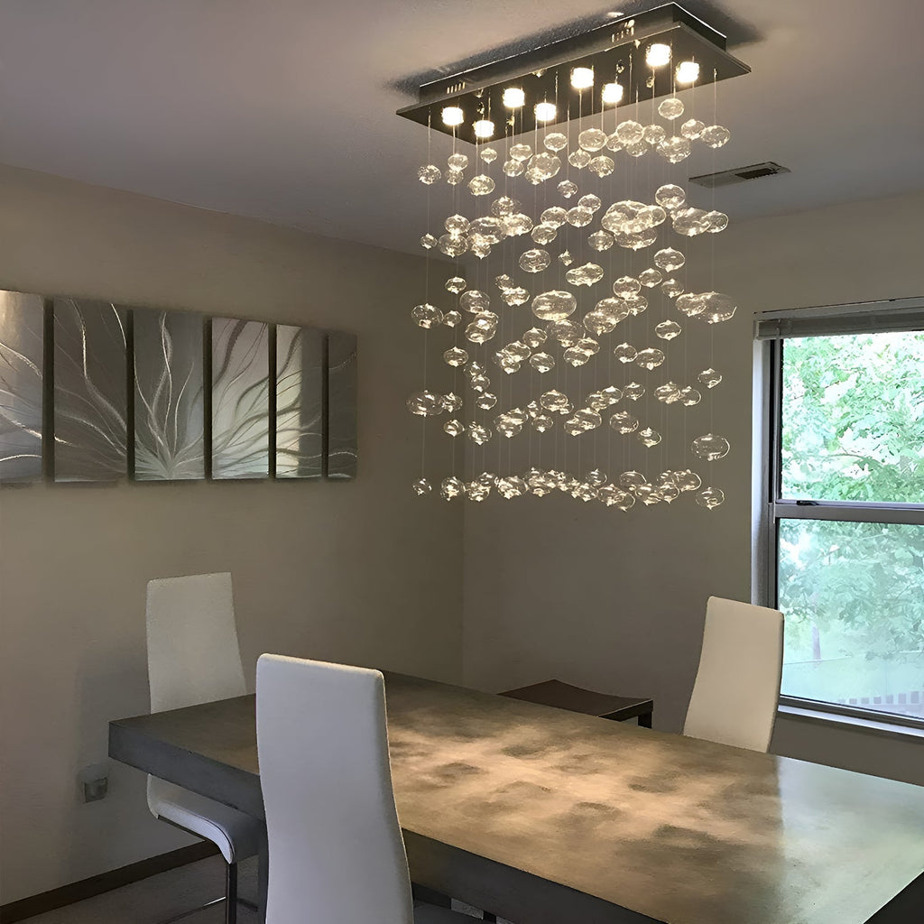 Lustre Rectangulaire Cristal Salle à Manger 8 Lumières