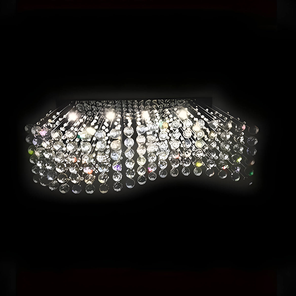 Lustre Rectangulaire Cristal Argenté Vague
