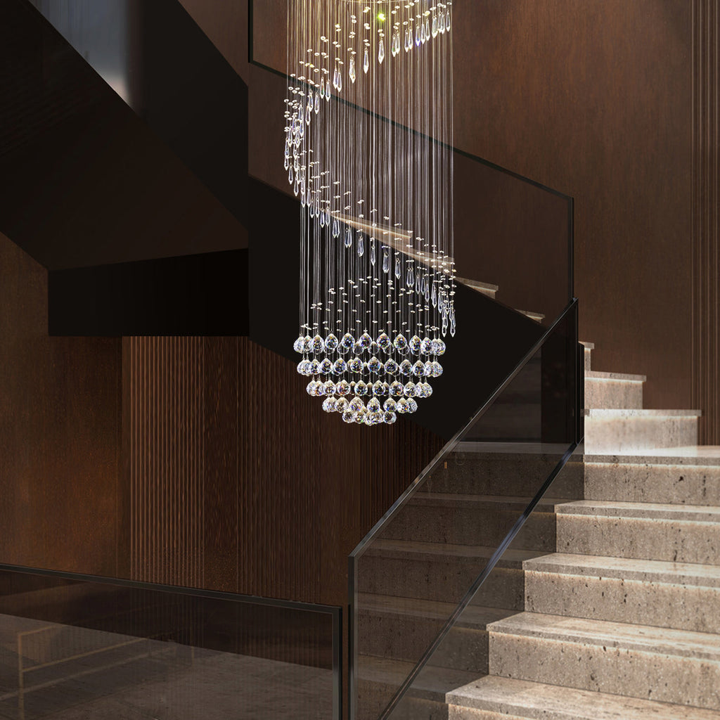 Lustre Spirale en Cristal K9 pour Escalier