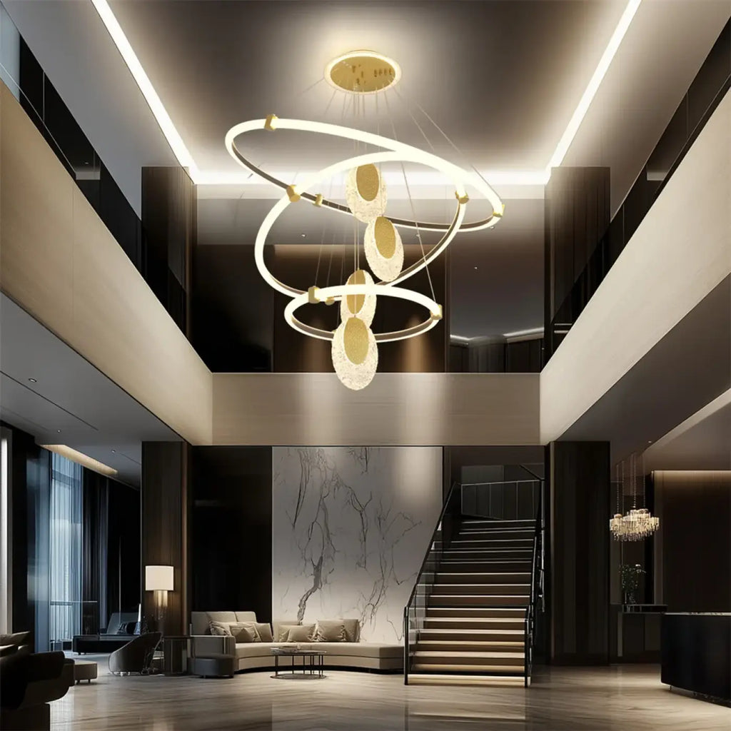 Lampe Suspendue LED à Spirales Dorées