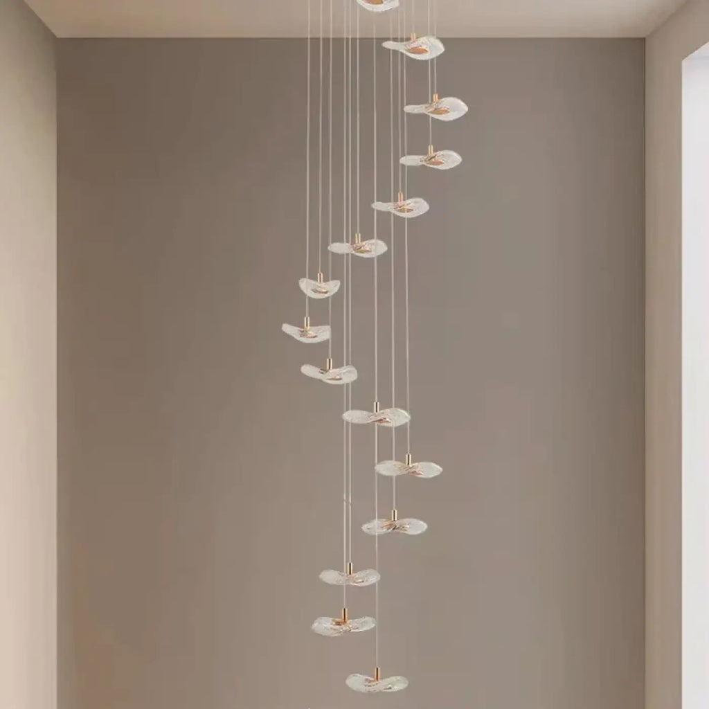 Lustre Cascade à Disques Dorés