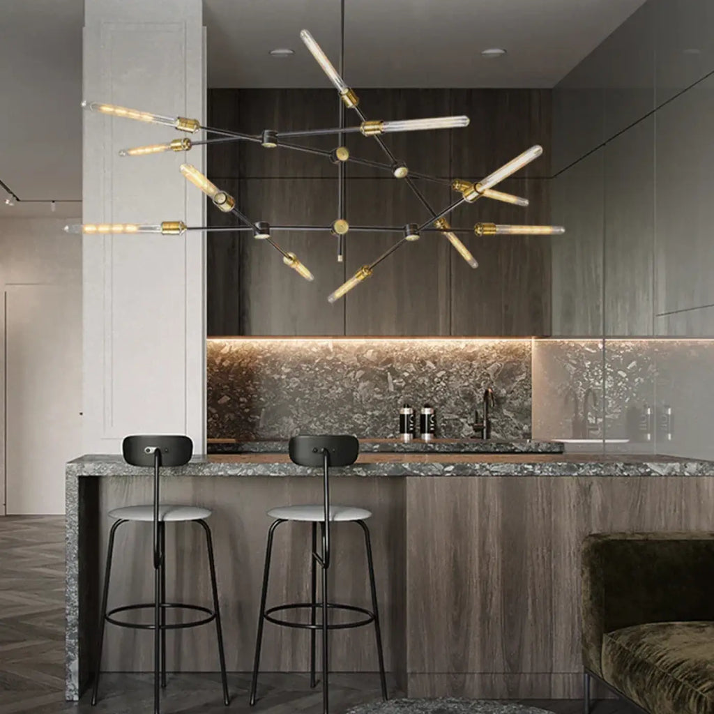 Lampe Suspendue Branches Sculptées Noires