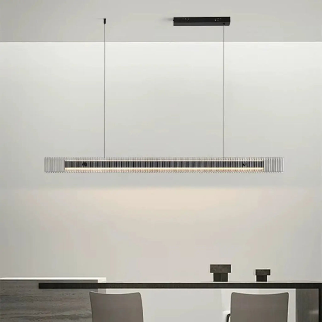 Suspension LED Horizontale en Verre Strié