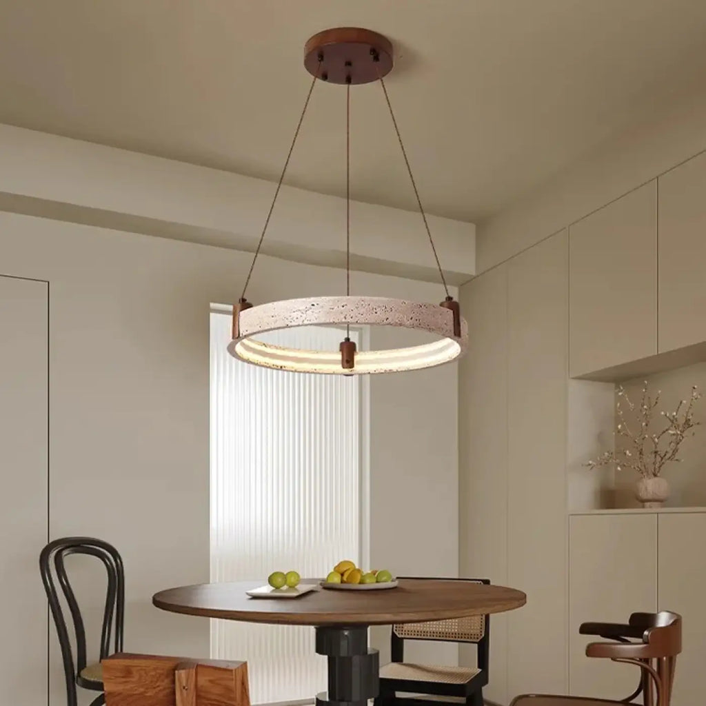 Lampe Suspendue Pierre Jaune et Verre Opalin