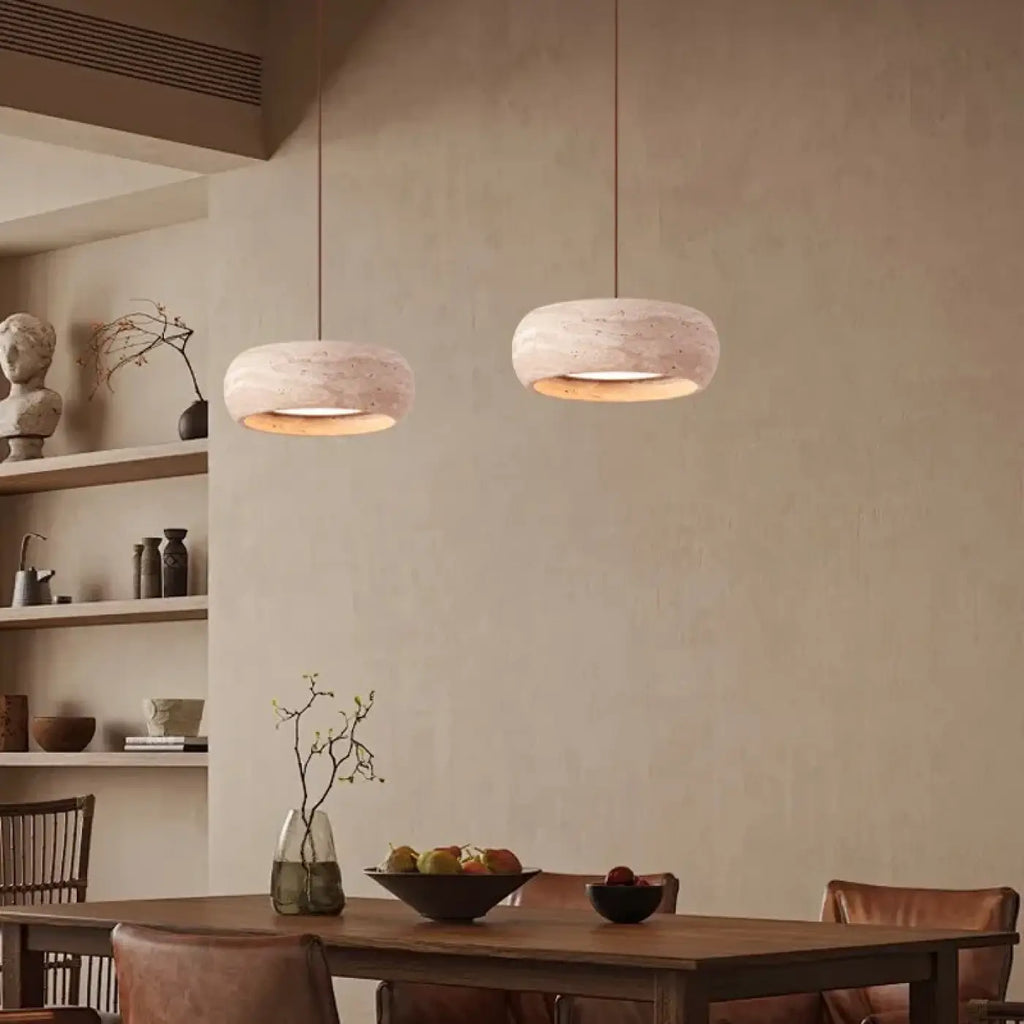 Lampe Suspendue Blanche en Pierre Style Vintage