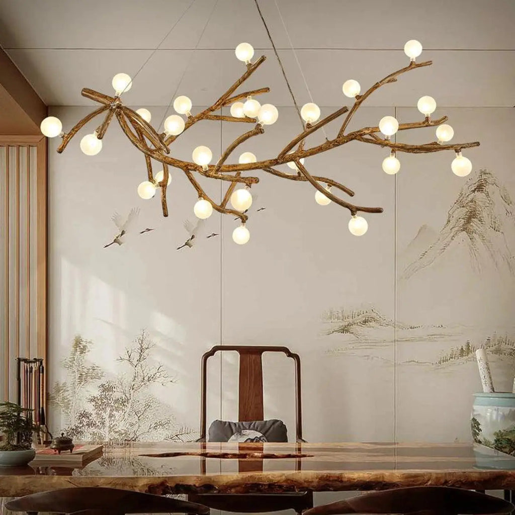 Lampe Suspendue Branche Naturelle en Bois
