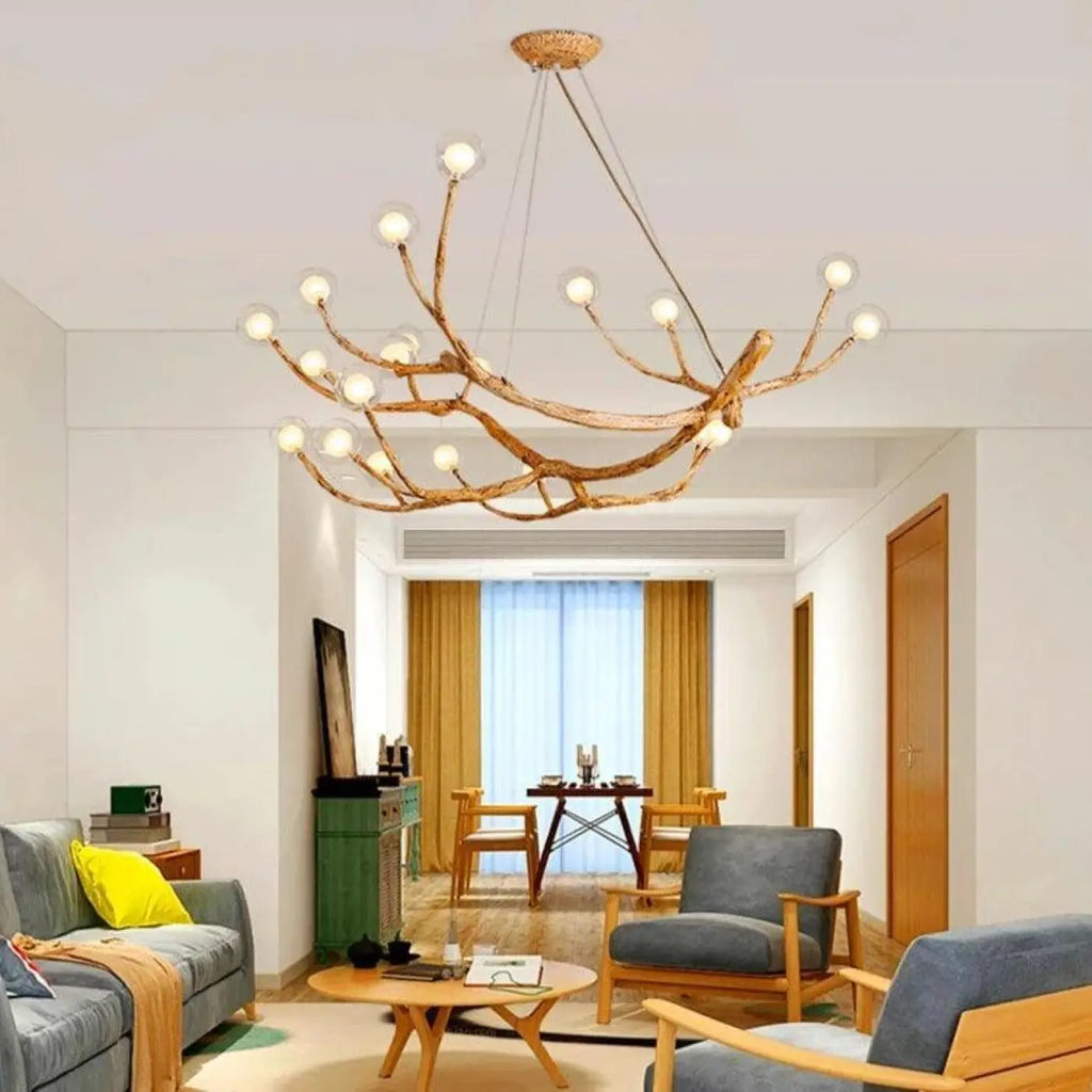 Lampe Suspendue Branche Naturelle en Bois