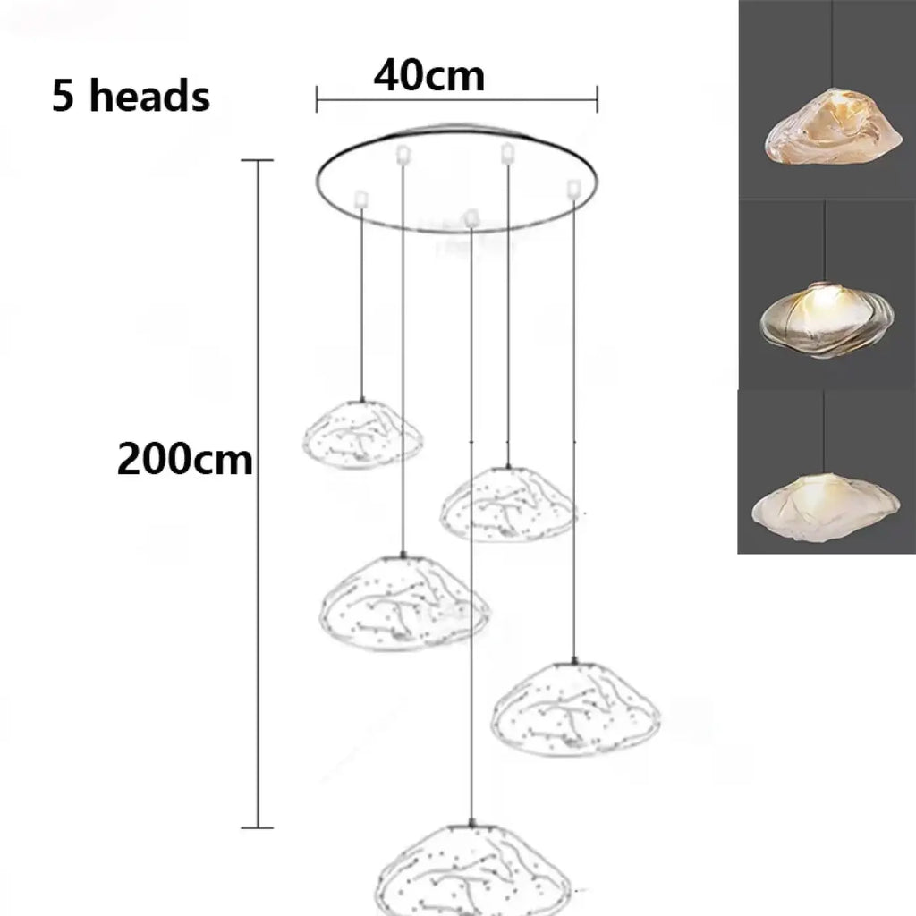 Suspension Cascade en Verre Organique Moderne