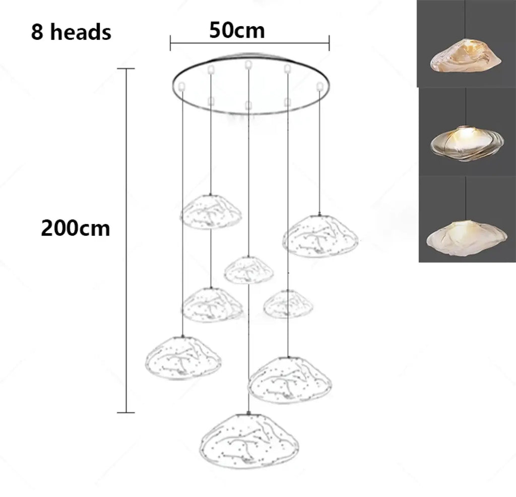 Suspension Cascade en Verre Organique Moderne
