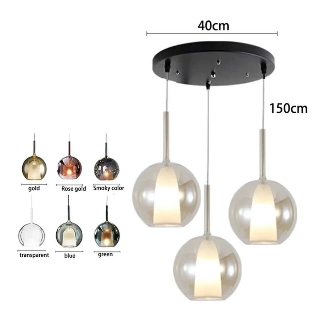 Suspension Moderne en Verre et Métal Doré