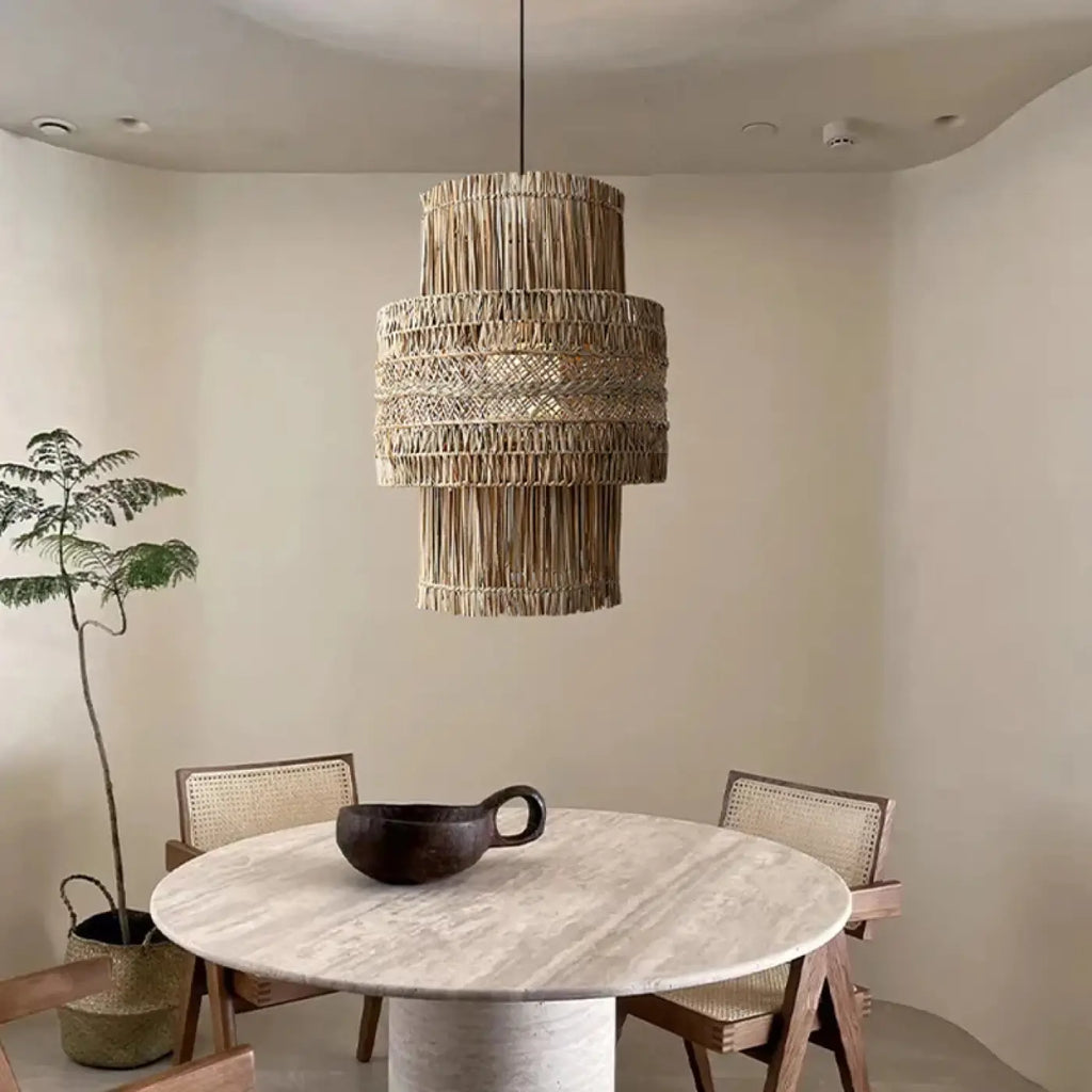 Lampe Suspendue en Osier Style Asiatique